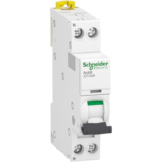 Schneider Electric - Acti9 iDT40K - Disjoncteur modulaire - 1P+N - 40A - Courbe C - 4500A/4,5kA